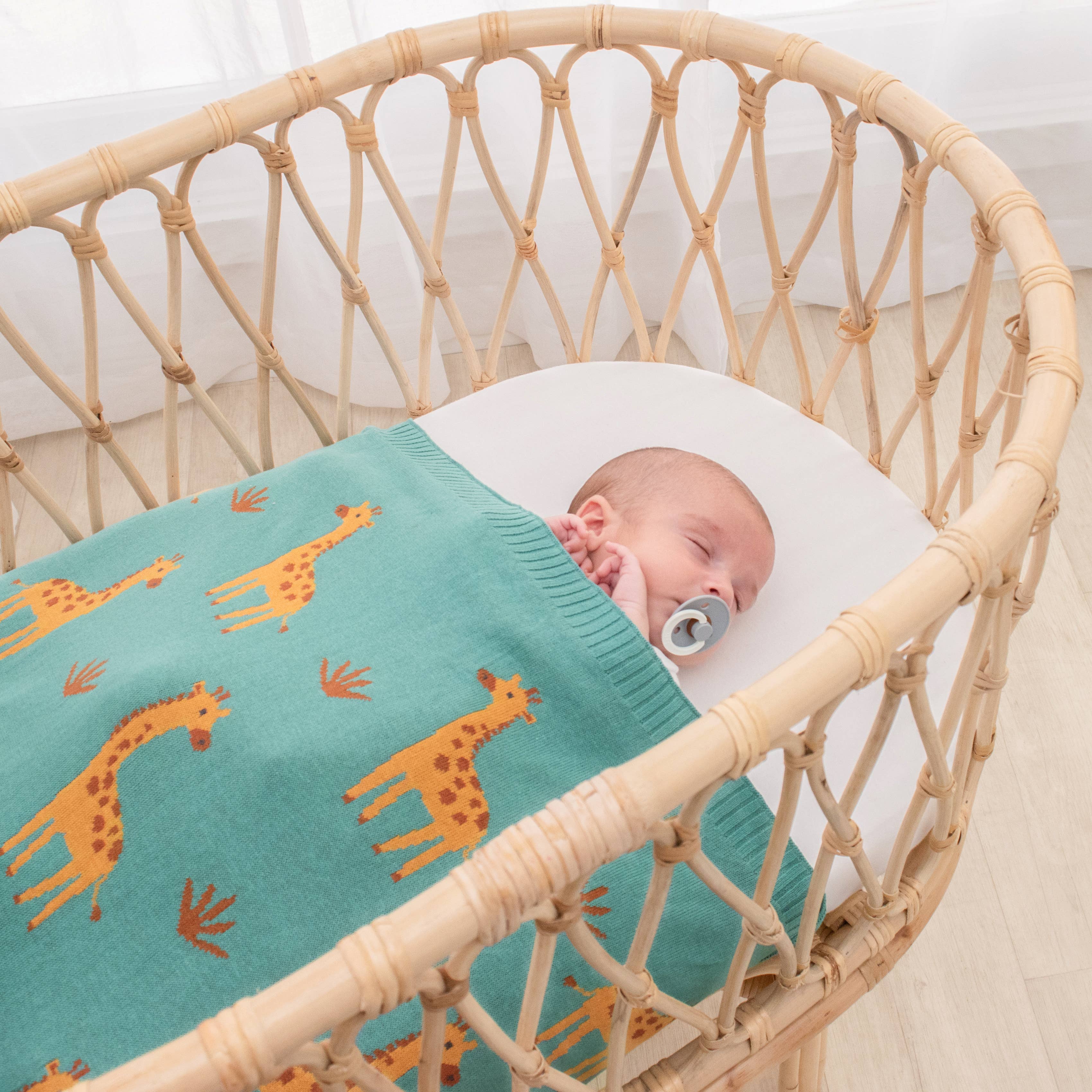 100% Cotton Knit Baby Blanket -Giraffe