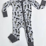 Lucky Dude Skateboard-2 Way Convertible Zip Romper