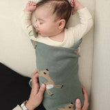 100% Luxury Cotton Swaddle Receiving Baby Blanket - Sage Deer