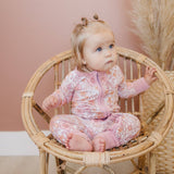 Blush Blooms Bamboo Zippy Romper - Floral Bamboo Pajamas PJs