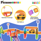 60pc Magnet Tile Race Track Set LED Car Travel Size-PTMR60