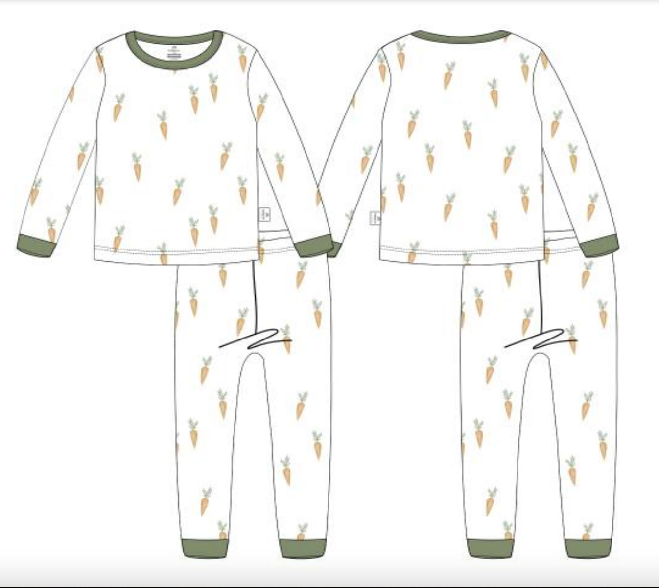 Carrot Print 2pc Bamboo Pajamas