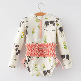 "Cow" Floral Girls' Swimsuit