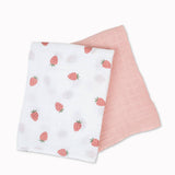 2-pack Cotton Swaddles - Strawberry/Ballet Slipper