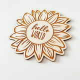 Baby Birth Announcement Sign - Hello World Sunflower