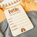 Baby Birth Announcement Sign - Hello World Rainbow Rectangle