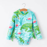 Crocodile Green Girls' Swimsuit