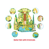 46pc Magnet Tile Building Block Safari Themed Set
