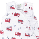 *PREORDER* Cotton muslin sleep sack - Fire Trucks (0.7 tog)