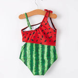 Girls Watermelon Irregular Sling Swimsuit