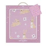 100% Cotton Knit Baby Blanket - Purple Bunny