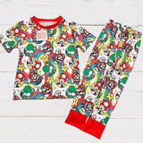 Boys 2-Piece Short Sleeve Pajamas - Mario / Mushroom Cart