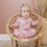 Blush Blooms Bamboo Zippy Romper - Floral Bamboo Pajamas PJs