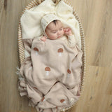 100% Luxury Cotton Swaddle Receiving Baby Blanket - Carmel Mushroom