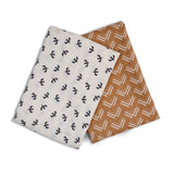 2-pack Cotton Swaddles - Mudcloth / Black Birds