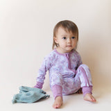 Purple Bunny Blossoms Bamboo Convertible Zipper Romper