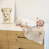 100% Luxury Cotton Swaddle Receiving Baby Blanket - Sage Deer