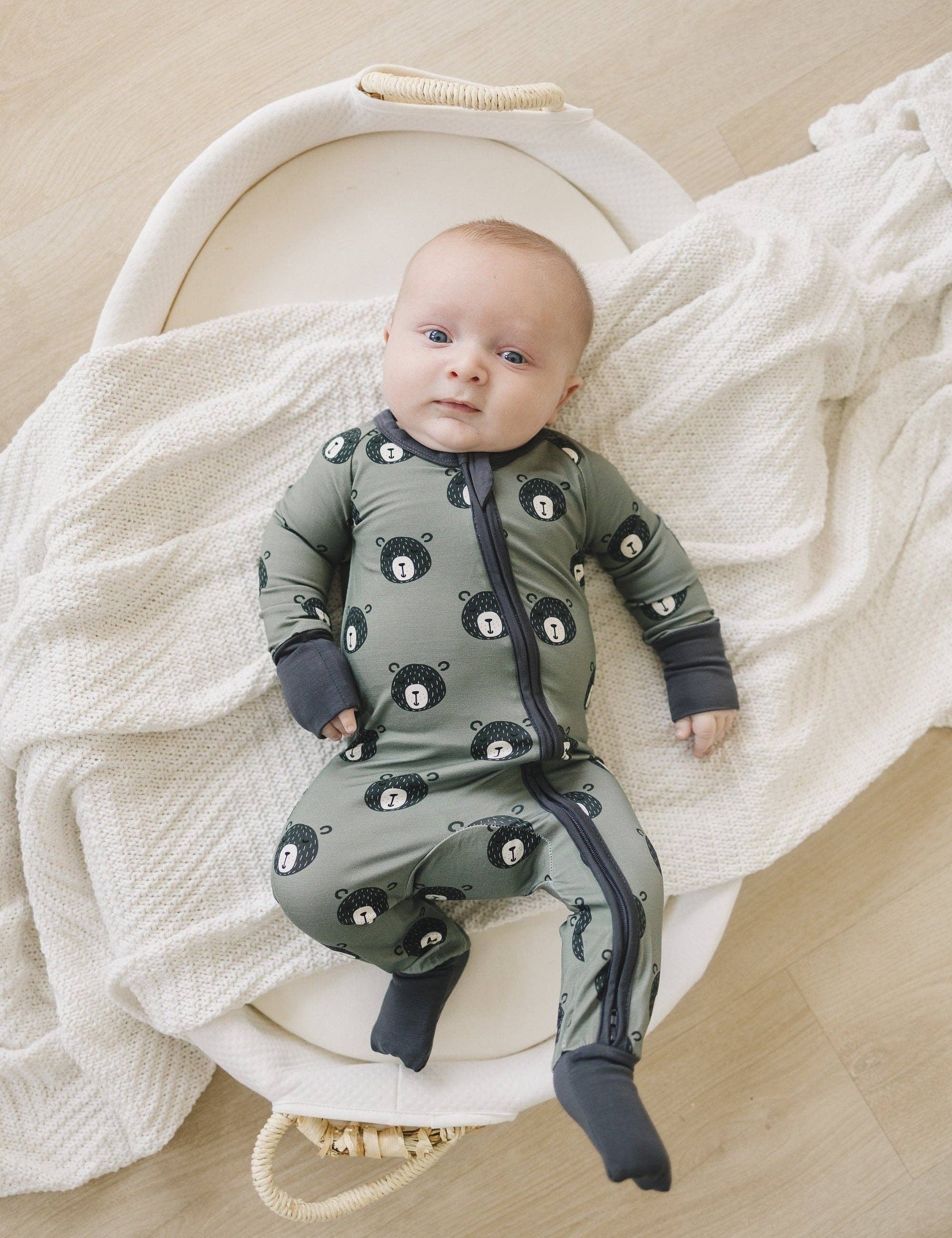 Green Bears Bamboo Zippy Romper