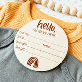 Baby Birth Announcement Sign - Hello World Round Rainbow