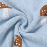 100% Luxury Cotton Swaddle Receiving Baby Blanket - Blue Mushroom