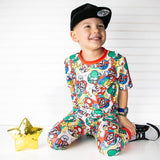 Boys 2-Piece Short Sleeve Pajamas - Mario / Mushroom Cart