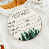 Baby Birth Announcement Sign - Wooden Trees