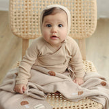 100% Luxury Cotton Swaddle Receiving Baby Blanket - Carmel Mushroom