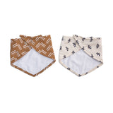 2-pack Bandana Bibs - Mudcloth / Black Birds