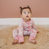 Pinkosaurus Rex Bamboo Zippy Romper - Girl Dino Bamboo PJs