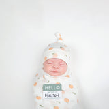 Hello World Blanket & Knotted Hat Set - Peaches