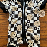 Black Check Summer Shorties Happy Faces & Skate Board (Copy) (Copy)