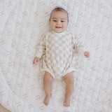 Neutral Checkered Bamboo Bubble Romper