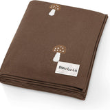 100% Luxury Cotton Swaddle Receiving Baby Blanket - Carmel Mushroom