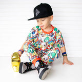 Boys 2-Piece Short Sleeve Pajamas - Mario / Mushroom Cart