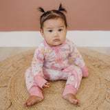 Pinkosaurus Rex Bamboo Zippy Romper - Girl Dino Bamboo PJs