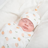 Hello World Blanket & Knotted Hat Set - Peaches