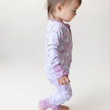 Purple Bunny Blossoms Bamboo Convertible Zipper Romper