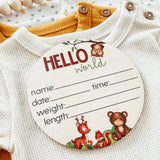 Baby Birth Announcement Sign - Wooden Woodland Animals