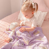 100% Cotton Knit Baby Blanket - Purple Bunny