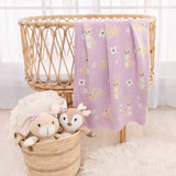 100% Cotton Knit Baby Blanket - Purple Bunny