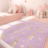 100% Cotton Knit Baby Blanket - Purple Bunny