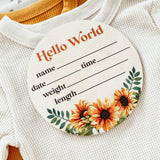 Baby Birth Announcement Sign - Wooden Sunflowers