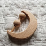 Wooden Moon Rattle Toy