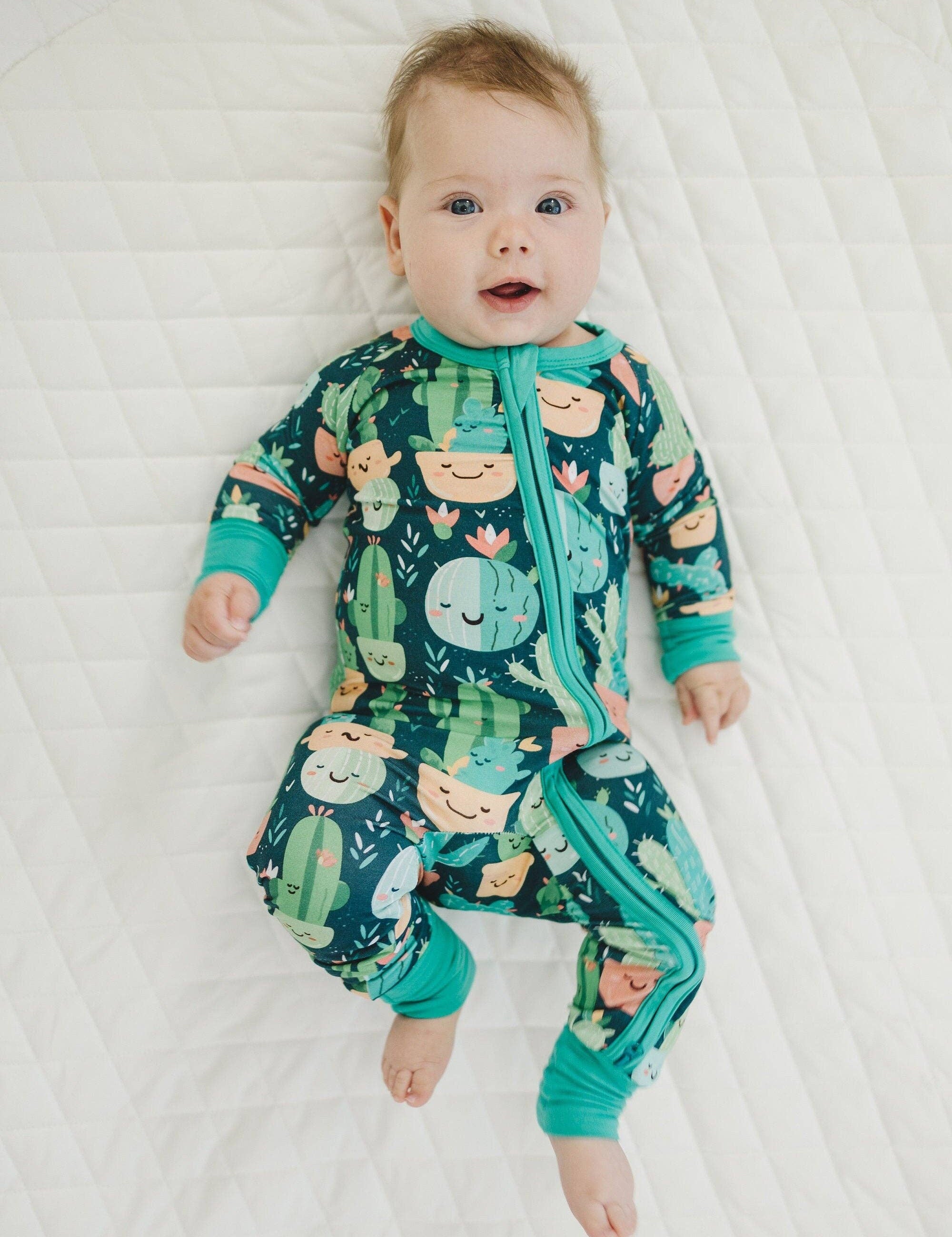 Cactus Cuties Bamboo Zippy Romper - Succulent Bamboo Pajamas