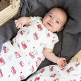 *PREORDER* Cotton muslin sleep sack - Fire Trucks (0.7 tog)