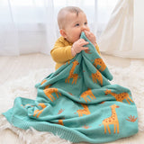 100% Cotton Knit Baby Blanket -Giraffe