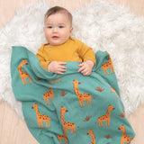 100% Cotton Knit Baby Blanket -Giraffe