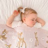 100% Cotton Knit Baby Blanket - Pink Fawn