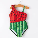 Girls Watermelon Irregular Sling Swimsuit