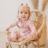 Blush Blooms Bamboo Zippy Romper - Floral Bamboo Pajamas PJs